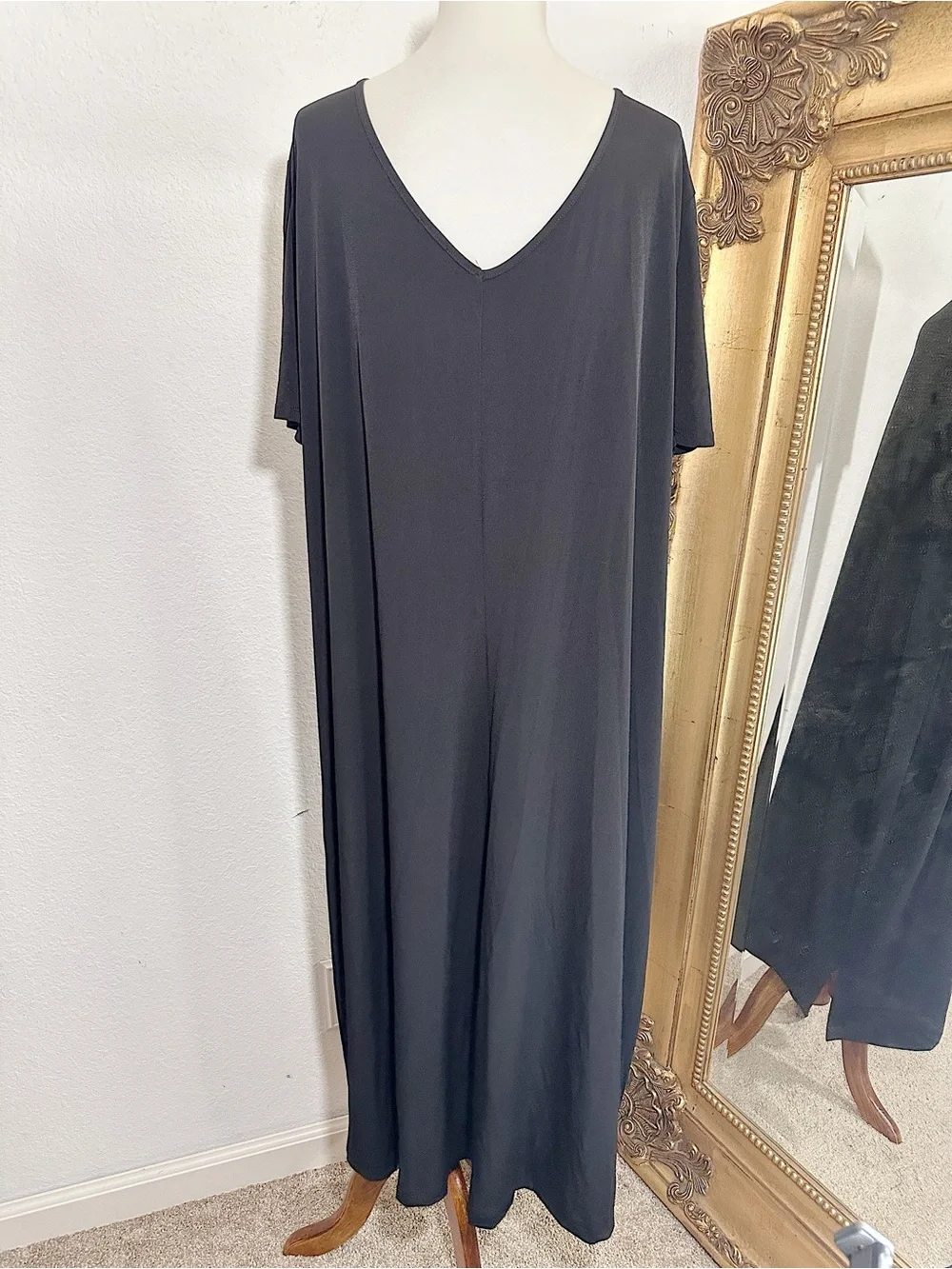 NWT Avenue Black Short Sleeve V-Neck Maxi Shirt Dress Size 22/24 $65